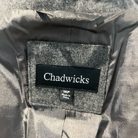 Chadwick’s Gray Blazer Jacket Size 14 P Wool Blend Professional Business Wear - Picture 3 of 10